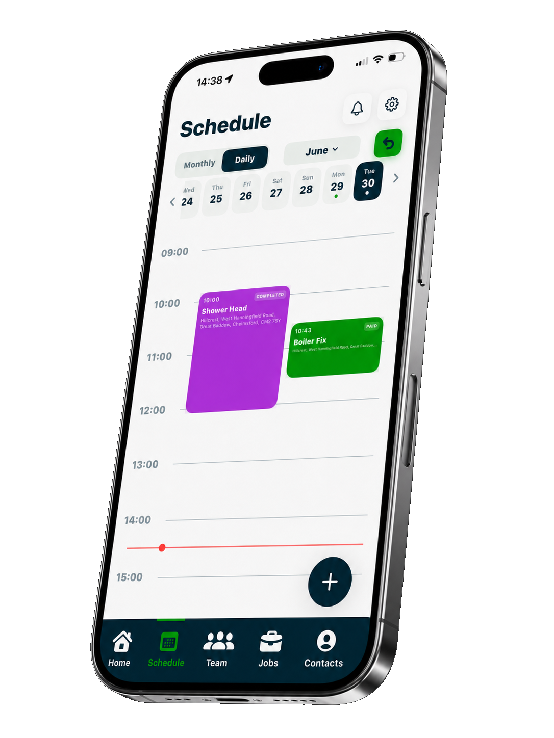 Tenner diary screen shown on an iPhone